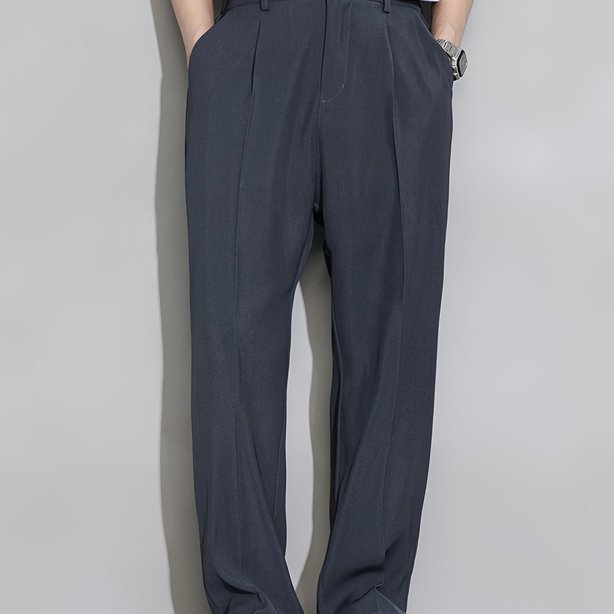 Calça Casual Masculina de Perna Reta com Cós