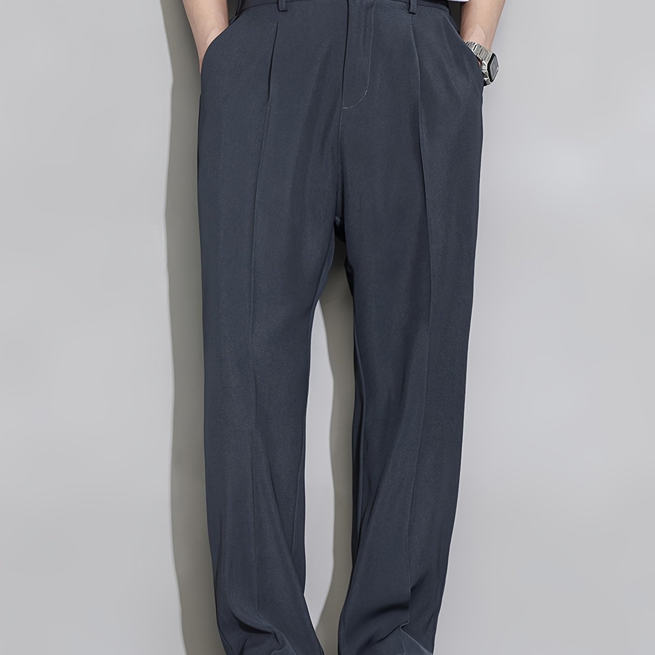 Calça Casual Masculina de Perna Reta com Cós