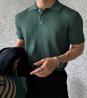 Camisa Polo Masculina em Malha Canelada – Estilo Casual e Atemporal