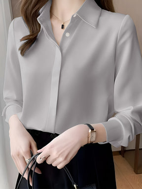 Camisa de manga comprida de chiffon