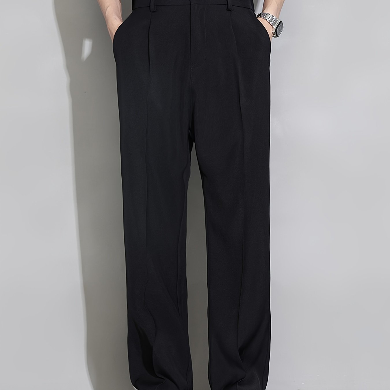 Calça Casual Masculina de Perna Reta com Cós