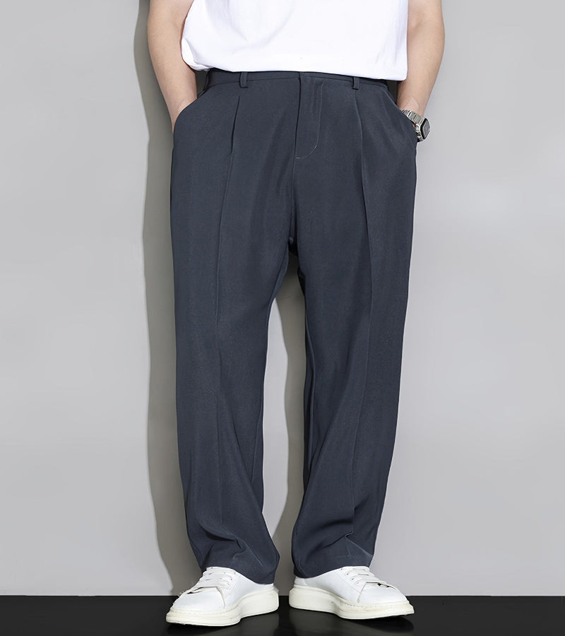 Calça Casual Masculina de Perna Reta com Cós