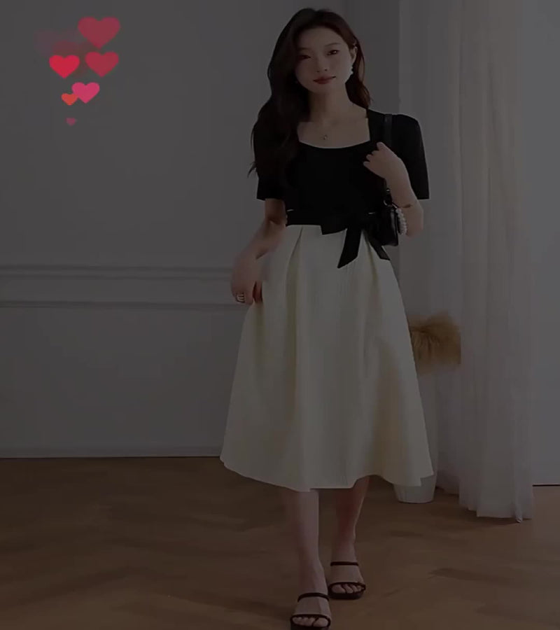 Vestido com Laço - Look Coreano de Primavera