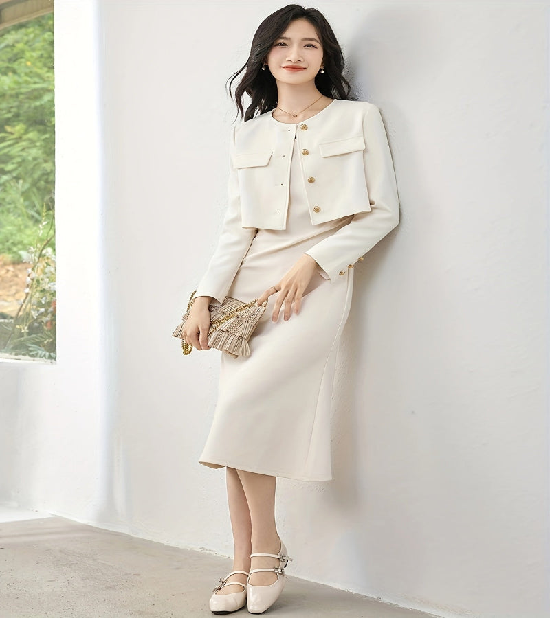 Look “Essência Urbana” – Casaco Leve de Abotoamento Simples com Bolsos de Aba