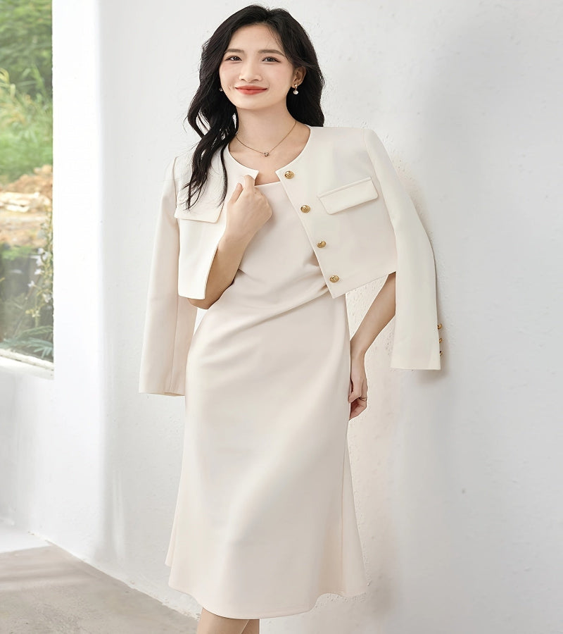 Look “Essência Urbana” – Casaco Leve de Abotoamento Simples com Bolsos de Aba