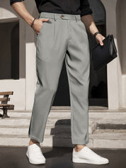 Calça social masculina elegante de cor sólida