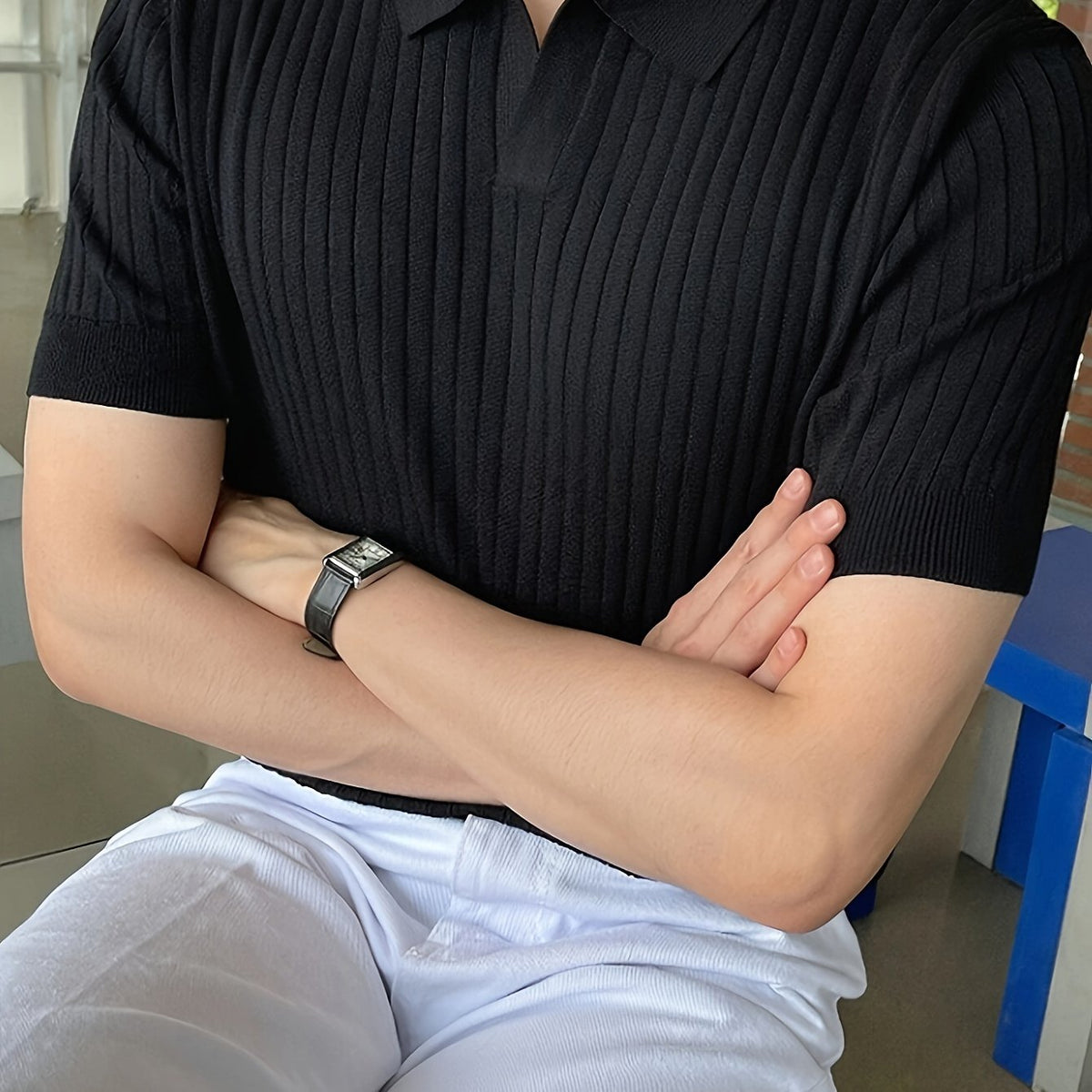 Camisa polo masculina slim fit - manga curta