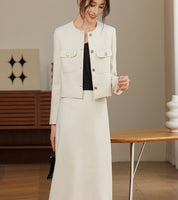 Conjunto Feminino Casaco Curto e Saia de Cintura Alta – Elegância e Sofisticação para Todas as Ocasiões