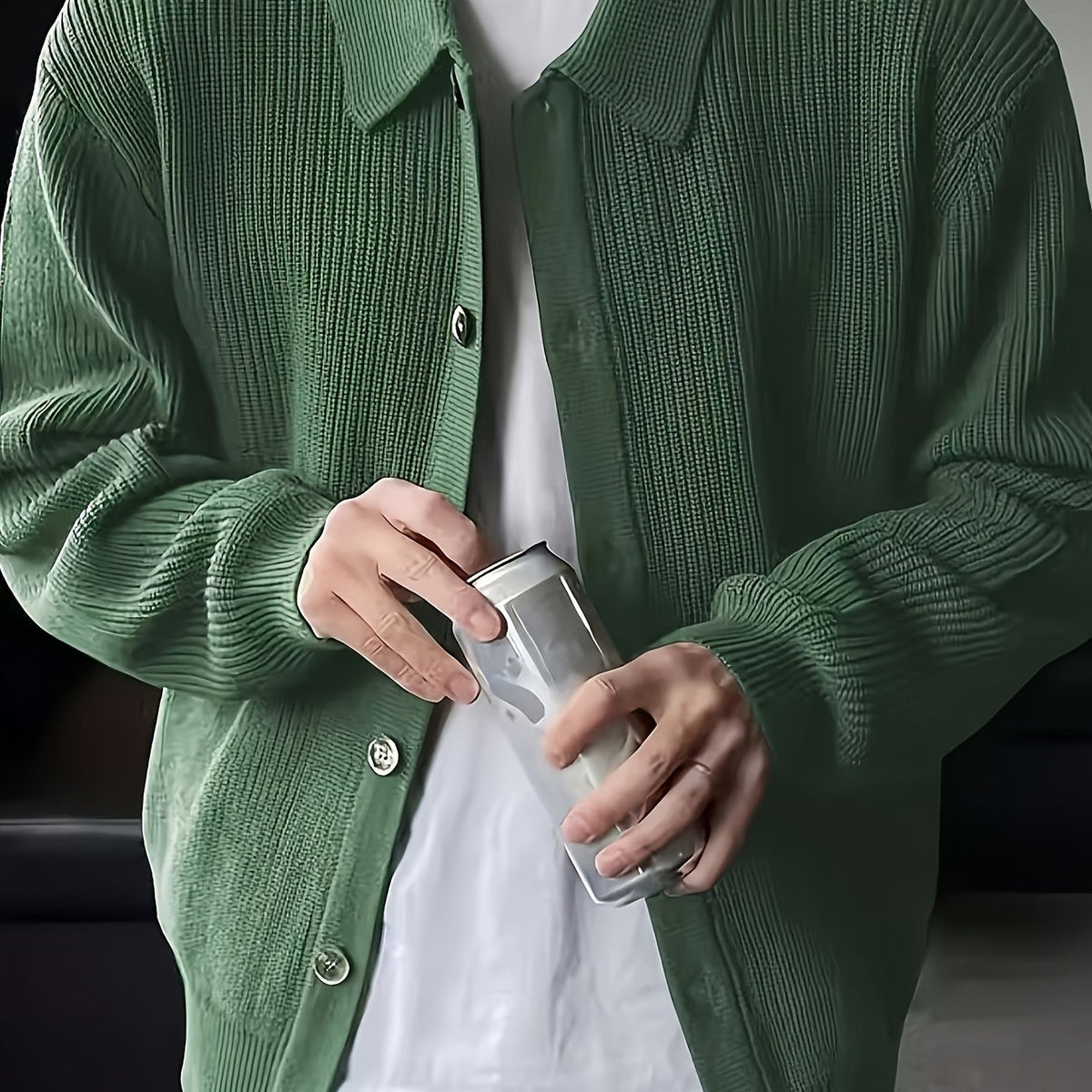 Cardigan masculino de malha com botões e lapela Vitality outono e inverno