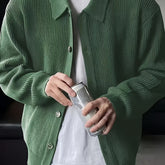 Cardigan masculino de malha com botões e lapela Vitality outono e inverno