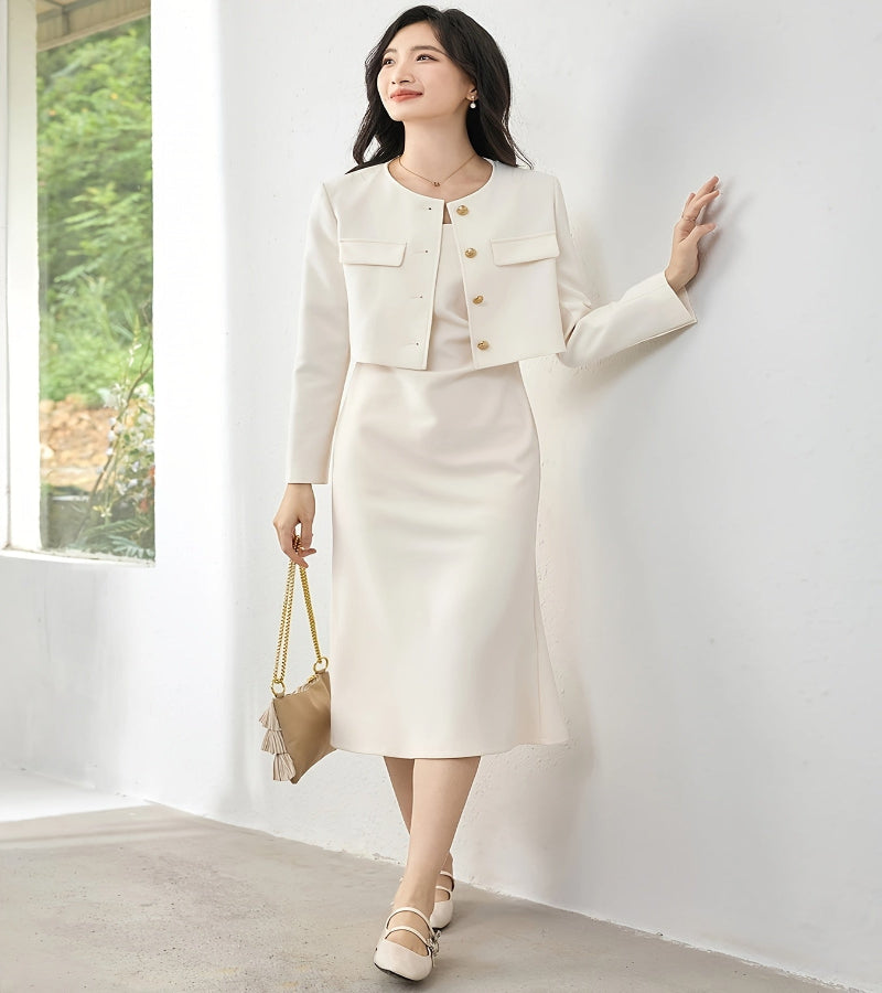 Look “Essência Urbana” – Casaco Leve de Abotoamento Simples com Bolsos de Aba