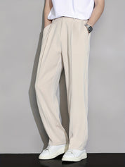 Calça Casual Masculina de Perna Reta com Cós