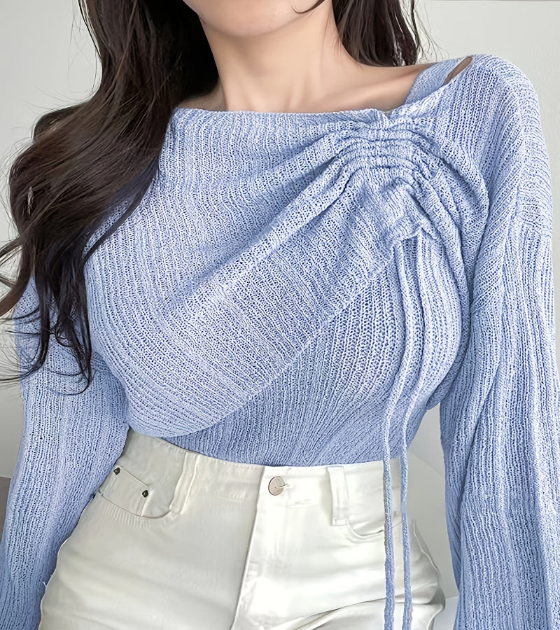 Camisa versátil  com cordão estilo coreano chique
