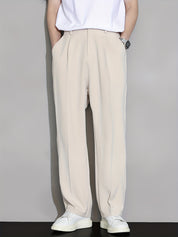 Calça Casual Masculina de Perna Reta com Cós