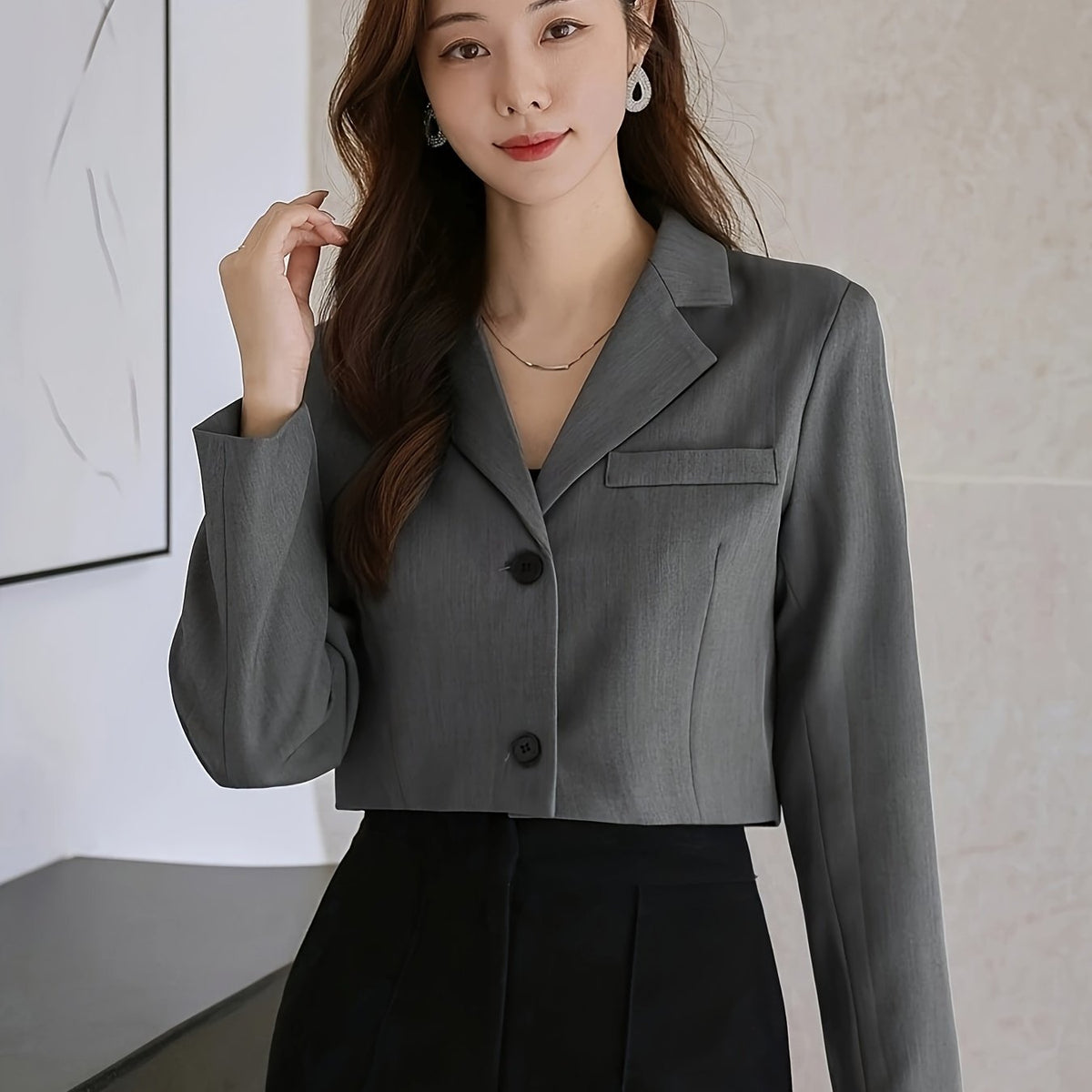 Blazer cinza curto