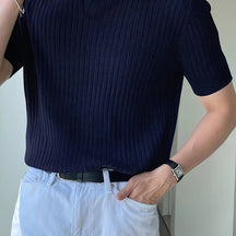 Camisa polo masculina slim fit - manga curta
