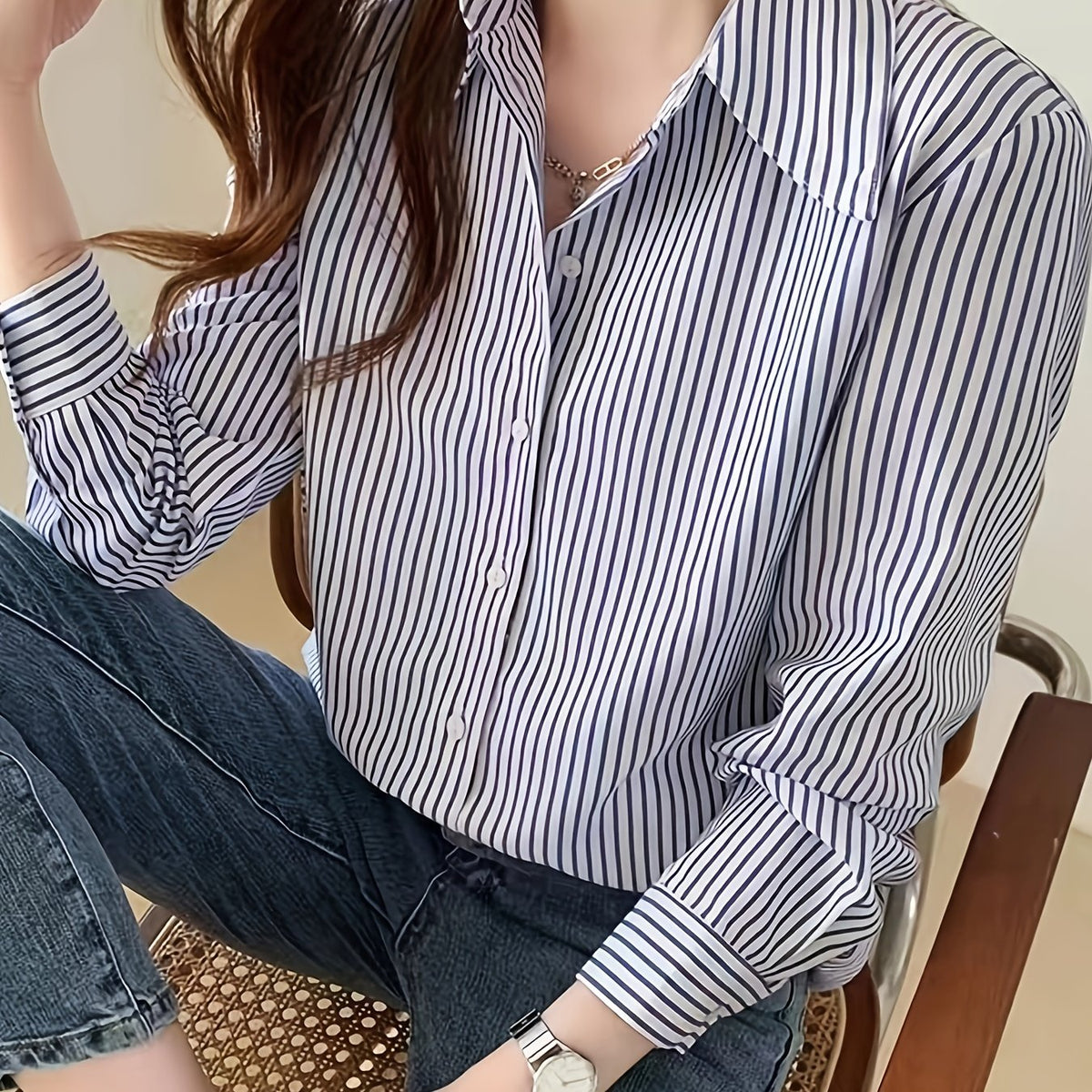 Camisa polo com estampa listrada, camisa casual