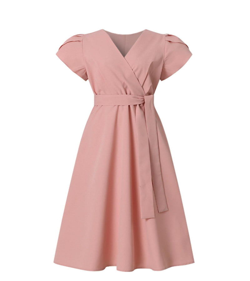 Vestido Elegante com Decote em V e Linha A