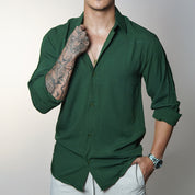 Camisa de Linho Manga Longa Viscolinho Old Money Elegante Praia Verão Casual Muitas Cores