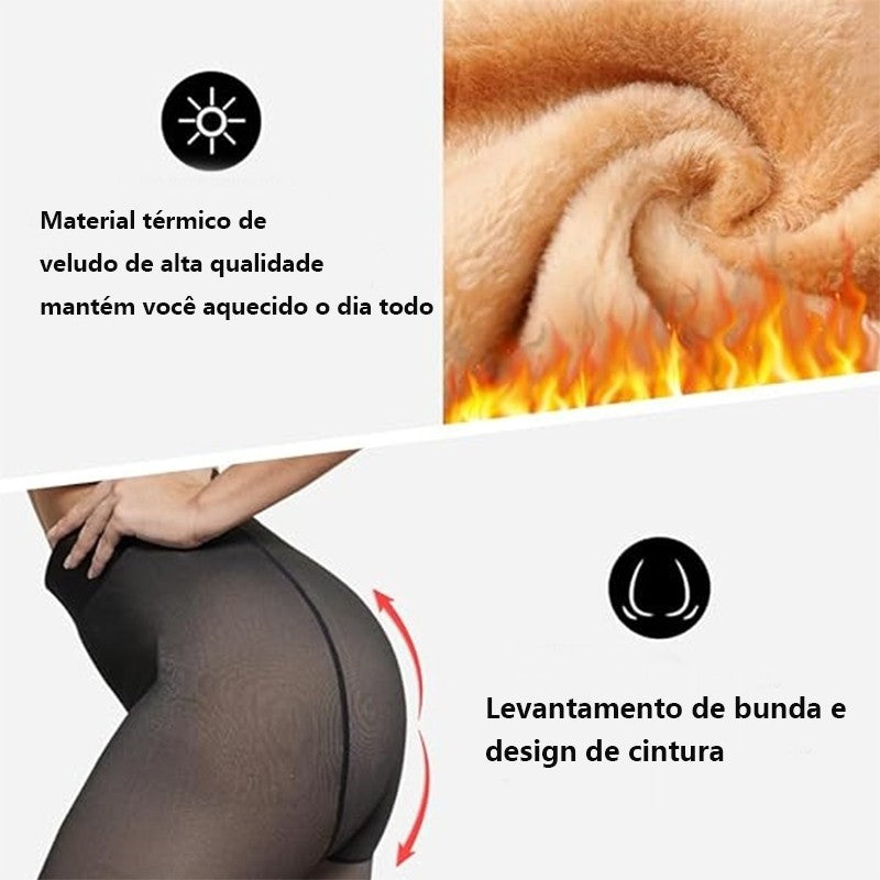 Meia-Calça Térmica Feminina Super Stretch De Inverna Com a Forra Translúcida De Pelucida Termica