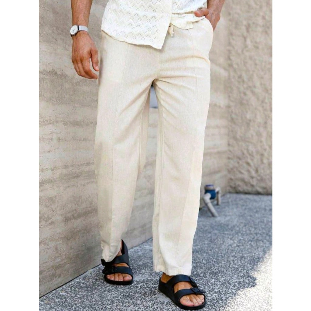 Calça Baggy Alfaiataria Linho Masculina Folgada Casual Streetwear Calça Balão Bag Promoção