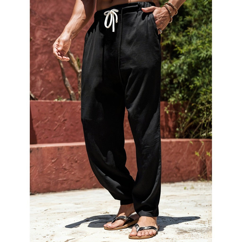 Calça Baggy Alfaiataria Linho Masculina Folgada Casual Streetwear Calça Balão Bag Promoção