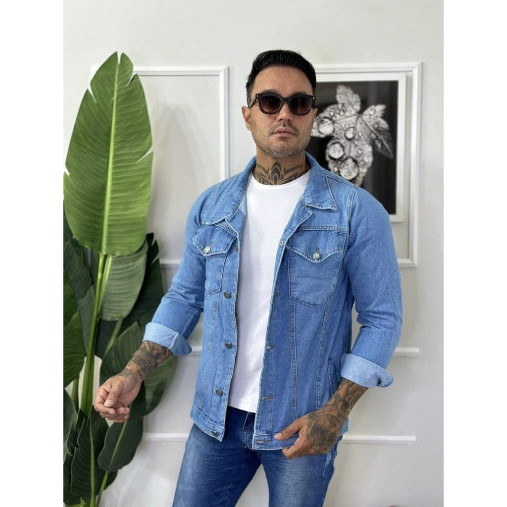 Jaqueta Jeans Masculina 100% Algodão Premium Casaco Blusa de Frio Inverno