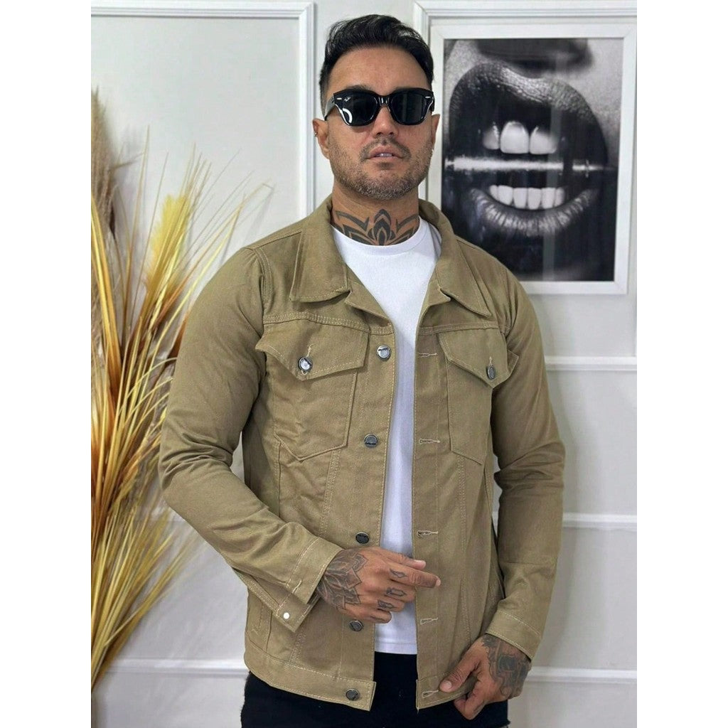 Jaqueta Jeans Masculina 100% Algodão Premium Casaco Blusa de Frio Inverno