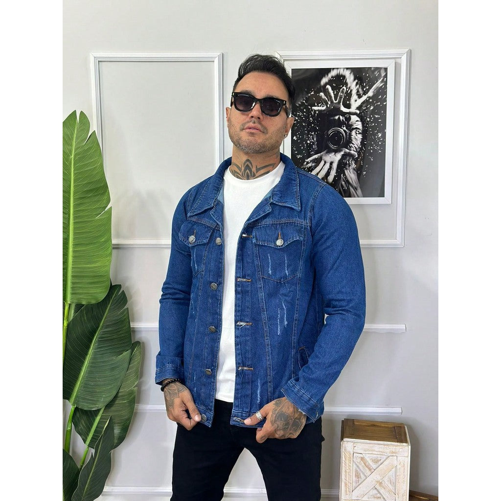 Jaqueta Jeans Masculina 100% Algodão Premium Casaco Blusa de Frio Inverno