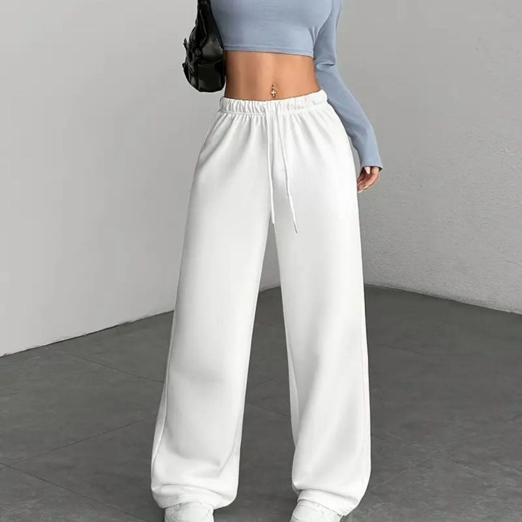Calça Moletom Feminina Lisa Hype Baggy Desposaja Larga Casual Flanelada Ajustavel Tendencia