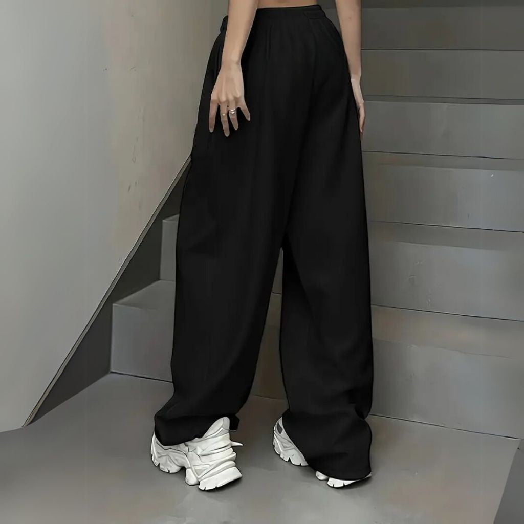 Calça Moletom Feminina Lisa Hype Baggy Desposaja Larga Casual Flanelada Ajustavel Tendencia