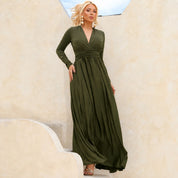 Vestido Elegante Manga Longa Feminino para Festa Casamento Noivado Madrinha Convidada Dama