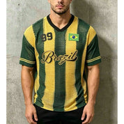 Blusa do Brasil Camisa Masculina Bordadas Tricô  Estilosa Copa do Mundo Verde Amarelo Seleção Brasileira COP11