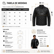Jaqueta Biker Masculina Forrada Em Couro Sintético Com Zíper Estilo Motoqueiro Casual Elegante.
