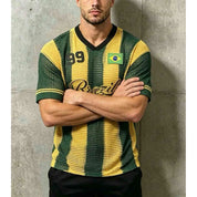 Blusa do Brasil Camisa Masculina Bordadas Tricô  Estilosa Copa do Mundo Verde Amarelo Seleção Brasileira COP11