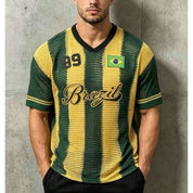 Blusa do Brasil Camisa Masculina Bordadas Tricô  Estilosa Copa do Mundo Verde Amarelo Seleção Brasileira COP11