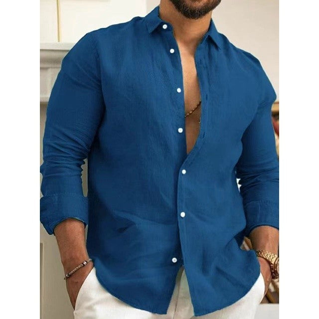 Linho Confortável Casual de Manga Longa Moda Várias Cores NOTS