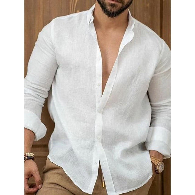 Linho Confortável Casual de Manga Longa Moda Várias Cores NOTS