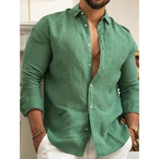 Camisa Social Masculina de Algodão/Linho Confortável Casual de Manga Longa Moda Várias Cores NOTS