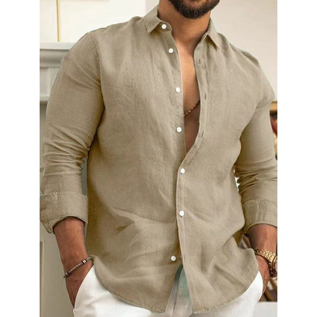 Linho Confortável Casual de Manga Longa Moda Várias Cores NOTS