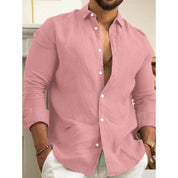 Camisa Social Masculina de Algodão/Linho Confortável Casual de Manga Longa Moda Várias Cores NOTS