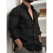Camisa Social Masculina de Algodão/Linho Confortável Casual de Manga Longa Moda Várias Cores NOTS