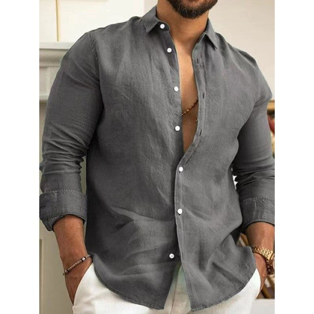 Linho Confortável Casual de Manga Longa Moda Várias Cores NOTS