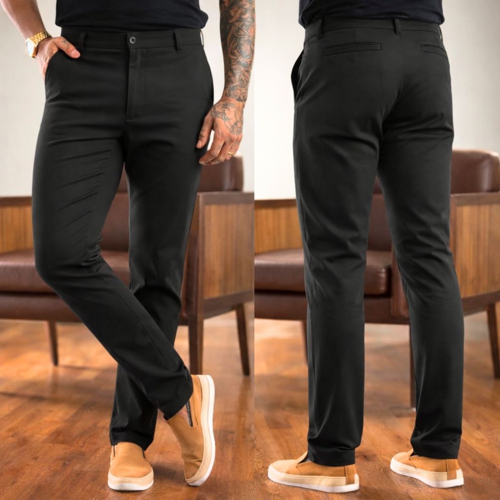 Calça Alfaiataria Masculina Sarja Esporte Fino Chino com Lycra