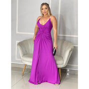 Vestido Feminino Longo festa convidada leve com alças