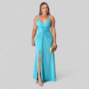 Vestido Feminino Longo festa convidada leve com alças