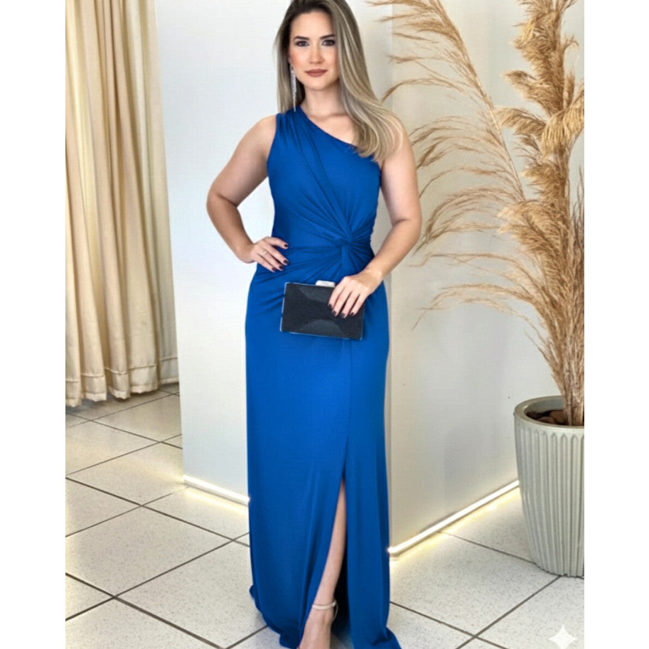Vestido luxo elegante longo nozinho ombro só festa casamento e formatura