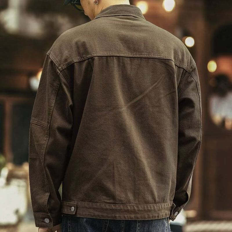 Jaqueta Jeans Masculina Estilo Americano Vintage , Casaco Moderno De Outono E Primavera