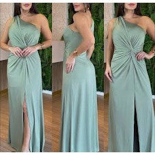 Vestido luxo elegante longo nozinho ombro só festa casamento e formatura