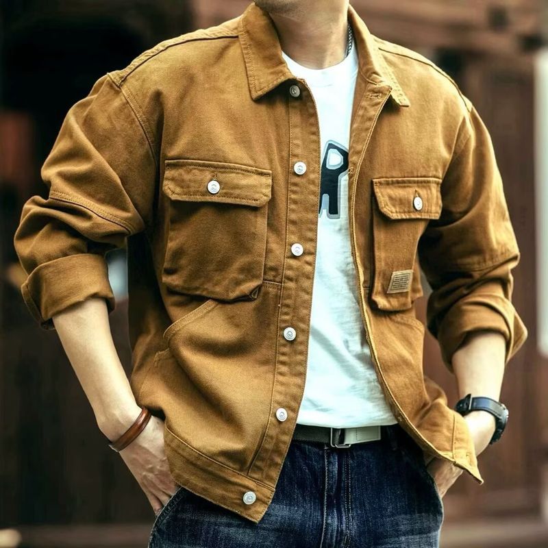 Jaqueta Jeans Masculina Estilo Americano Vintage , Casaco Moderno De Outono E Primavera